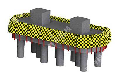 勝特公司設(shè)計(jì)的自浮式復(fù)合材料橋梁防撞設(shè)施3D效果圖